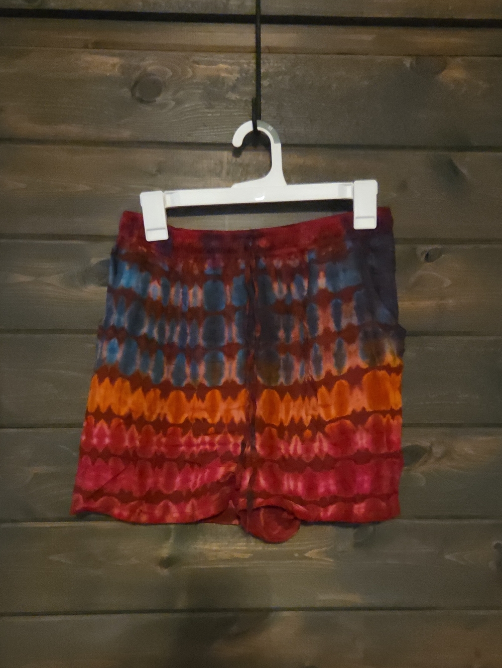 EARTHBOUND Tie-Dye Flowy Light Shorts in Red, Orange & Blue